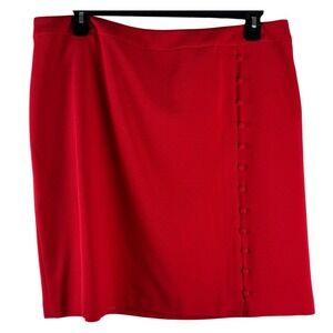 Nine West Women Pencil Skirt Red 16 Large Button Front Knee Length